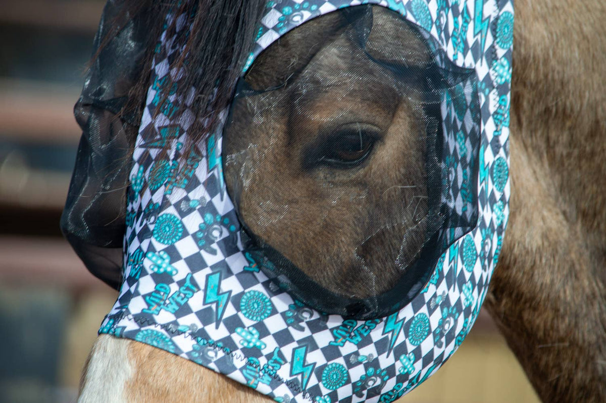 Lycra Fly Mask: Turquoise Glass / Horse