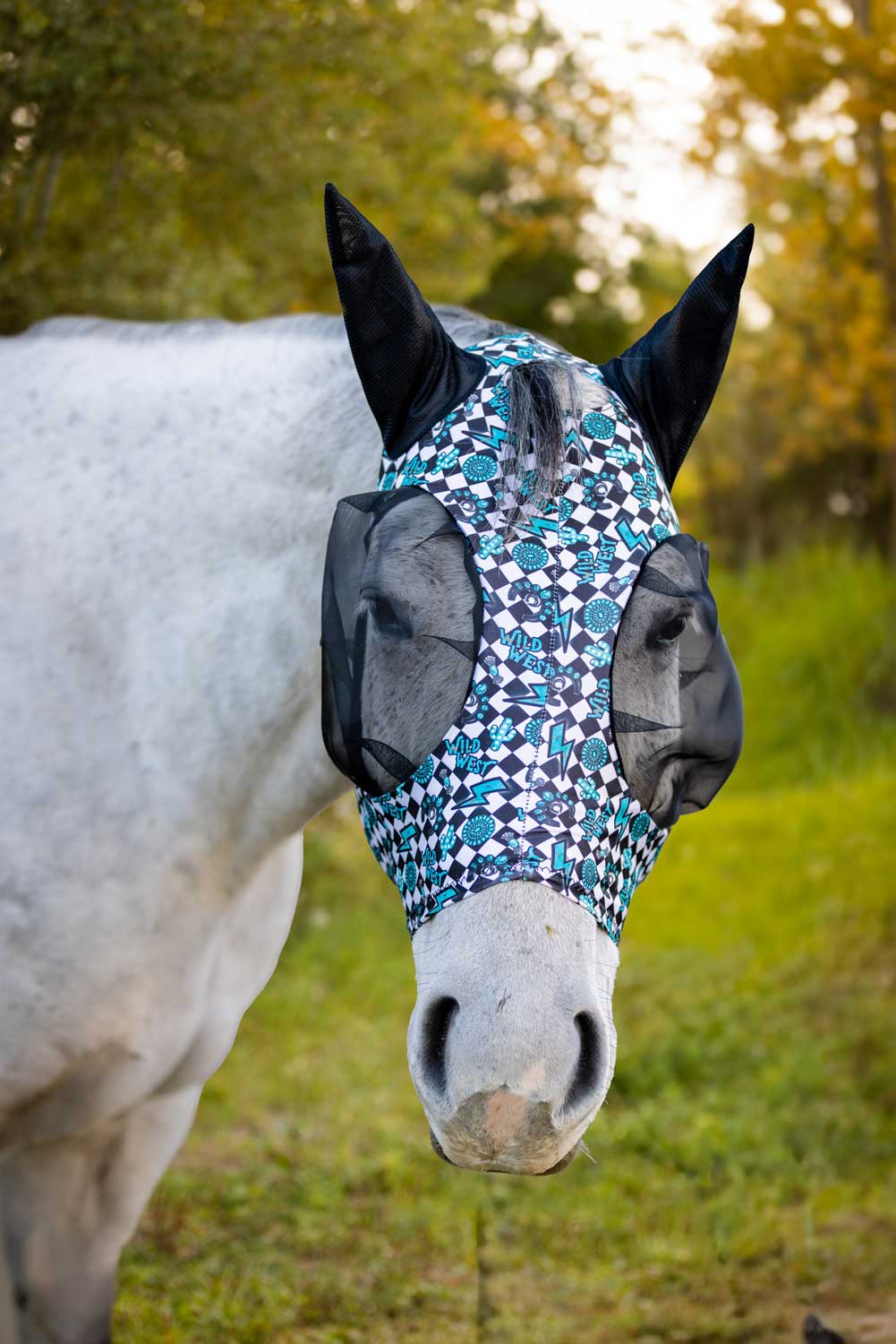 Lycra Fly Mask: Turquoise Glass / Horse