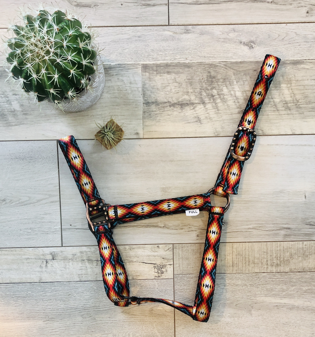Nylon Halter - Horse Size: Turquoise Glass