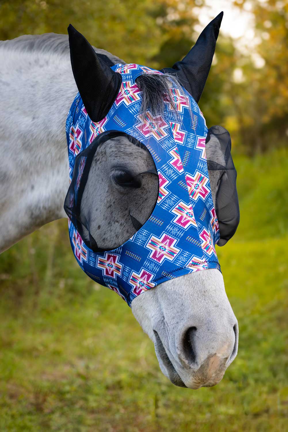 Lycra Fly Mask: Turquoise Howdy / Horse