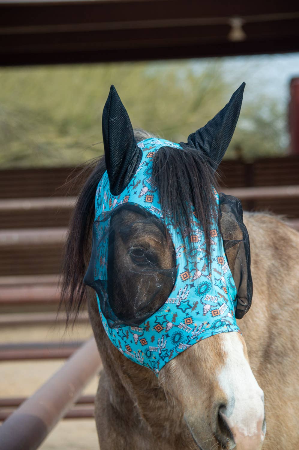 Lycra Fly Mask: Turquoise Glass / Horse