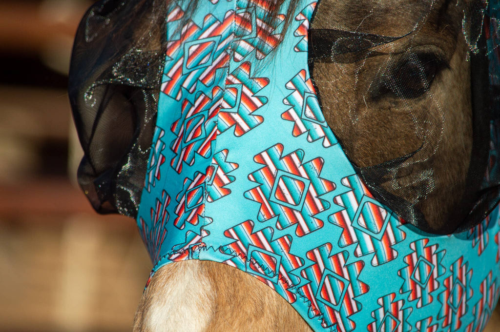 Lycra Fly Mask: Turquoise Glass / Horse