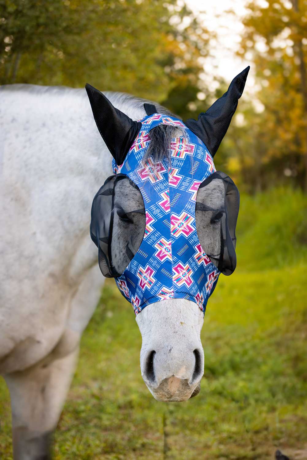 Lycra Fly Mask: Turquoise Howdy / Horse